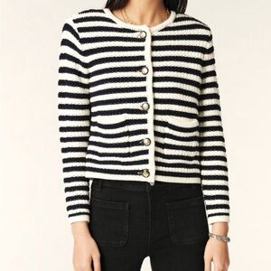 NWT ba&sh Gaspard Striped Cardigan in Ecru